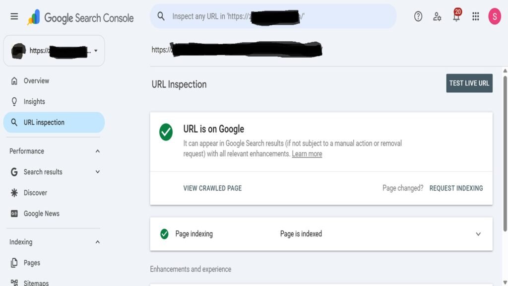 Index report screenshot from Google Search Console